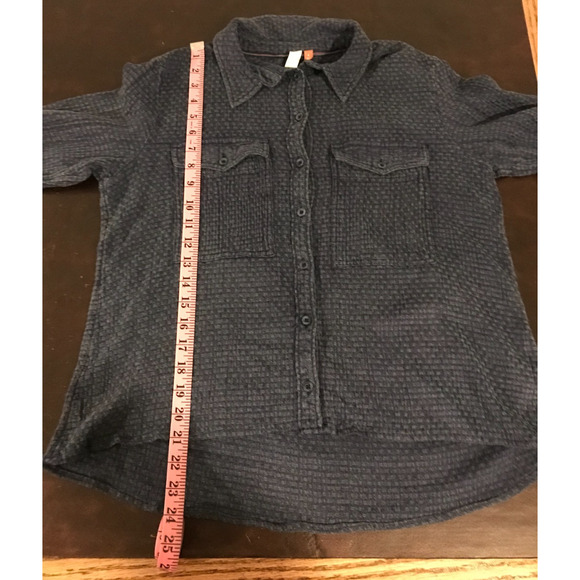 Anthropologie Pilcro Classic Textured Blue Buttondown Blouse - Size Small - Picture 6 of 10